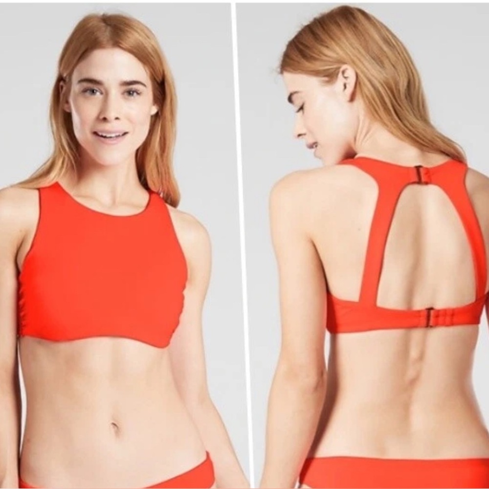 NEW Athleta Maldives High Neck Bikini Top 32 B/C Vermillion Orange